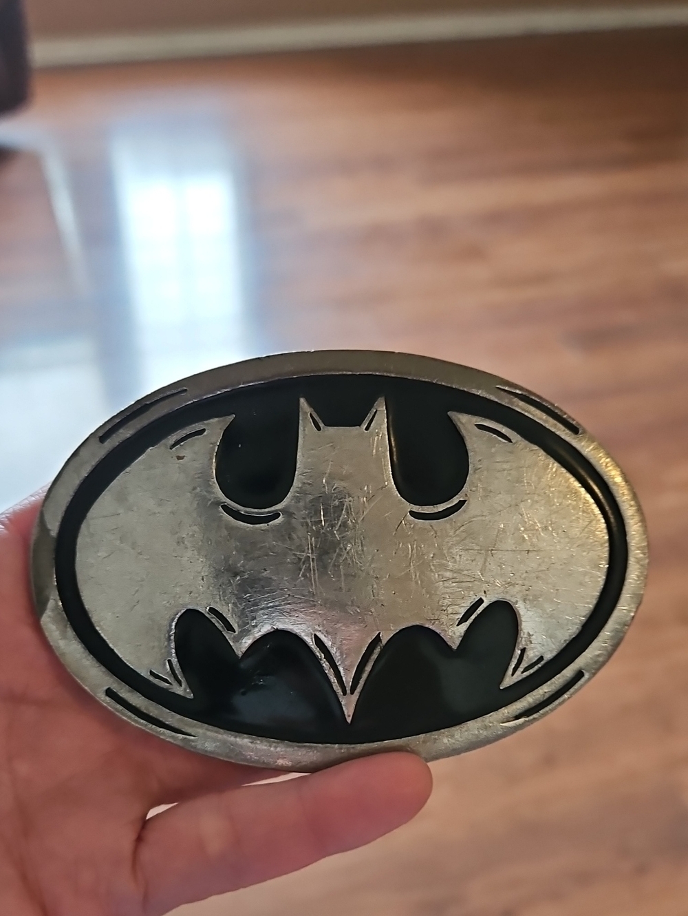 Men's Black & Silver Batman Emblem Belt Buckle